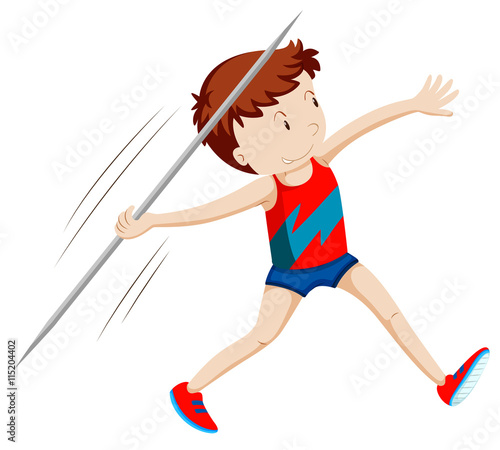 Man athlete doing javelin