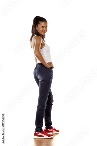 young cute latina in jeans