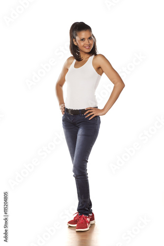 young cute latina in jeans