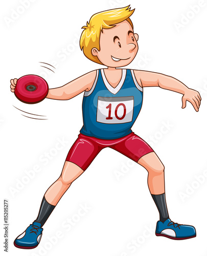 Man athlete throwing discus