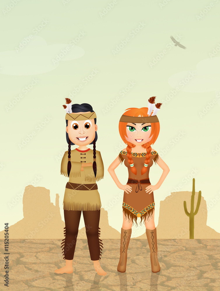 couple of Indians in the desert