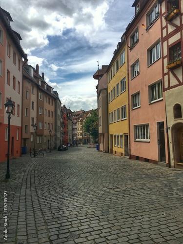 old street in the old town of Nuremberg city, Bayern Germany