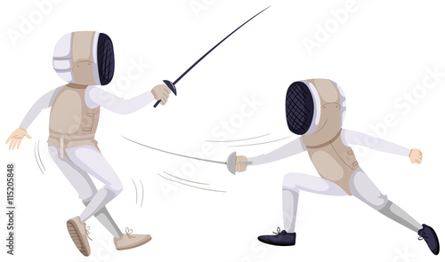 Two people doing fencing