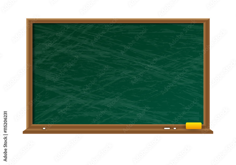 Empty green chalkboard with wooden frame Empty green chalkboard with wooden frame