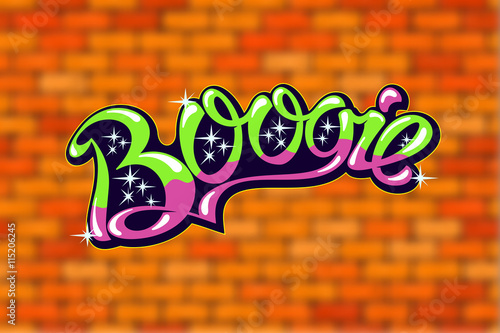 Boogie inscription on the wall of red brick