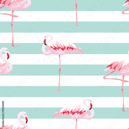 Pink flamingo seamless patt...