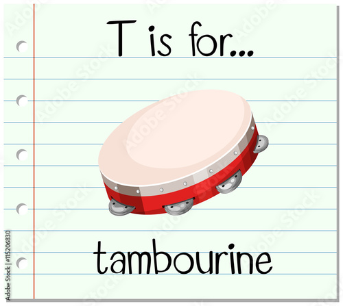Flashcard letter T is for tambourine