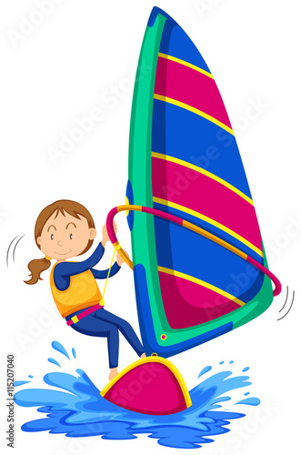 Woman windsurfing in the ocean