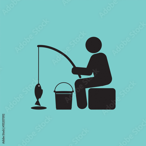 Ice Fishing Graphic Symbol Vector Illustration.