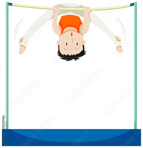 Man doing gymnastics on horizontal bar