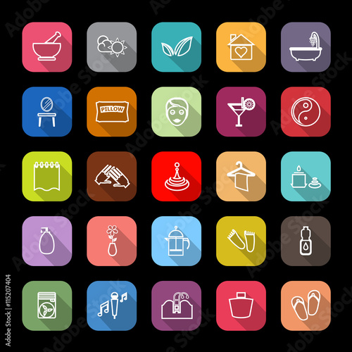 Massage line icons with long shadow
