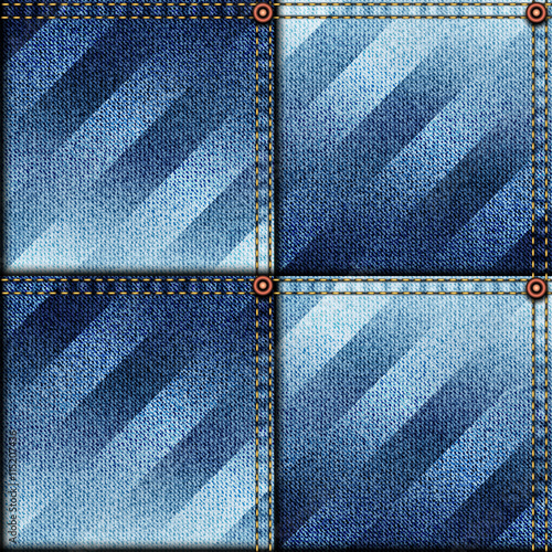 Patchwork of denim fabric.