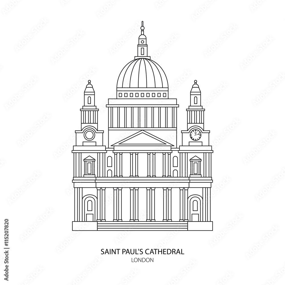 St. Paul's Cathedral, London landmark vector Illustration