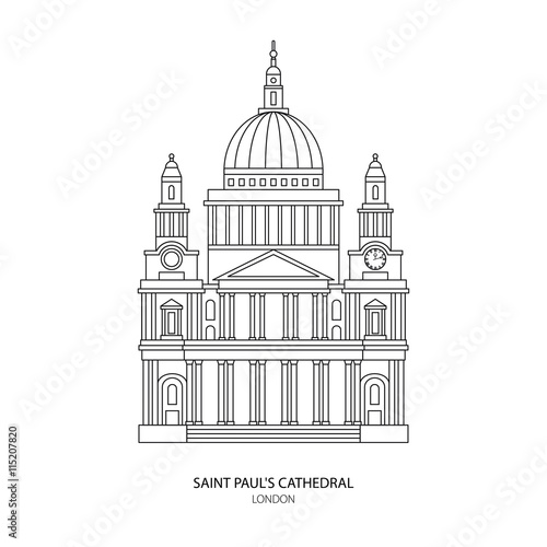 St. Paul's Cathedral, London landmark vector Illustration