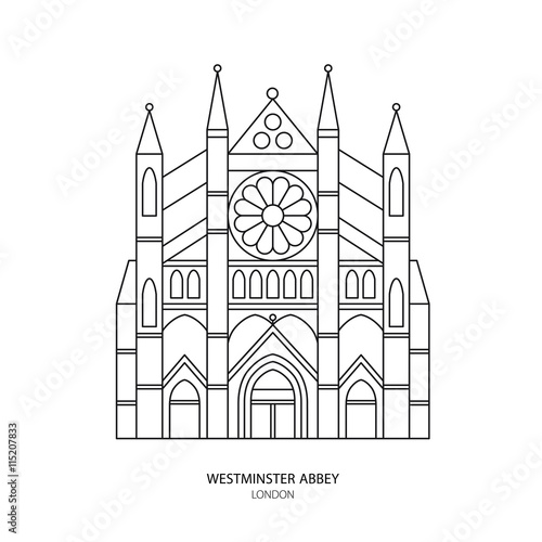 Westminster Abbey, London landmark vector illustration.