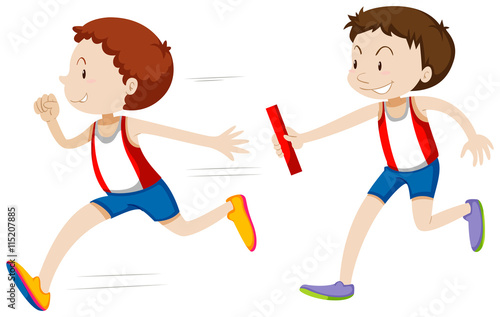 Relay running race on white background