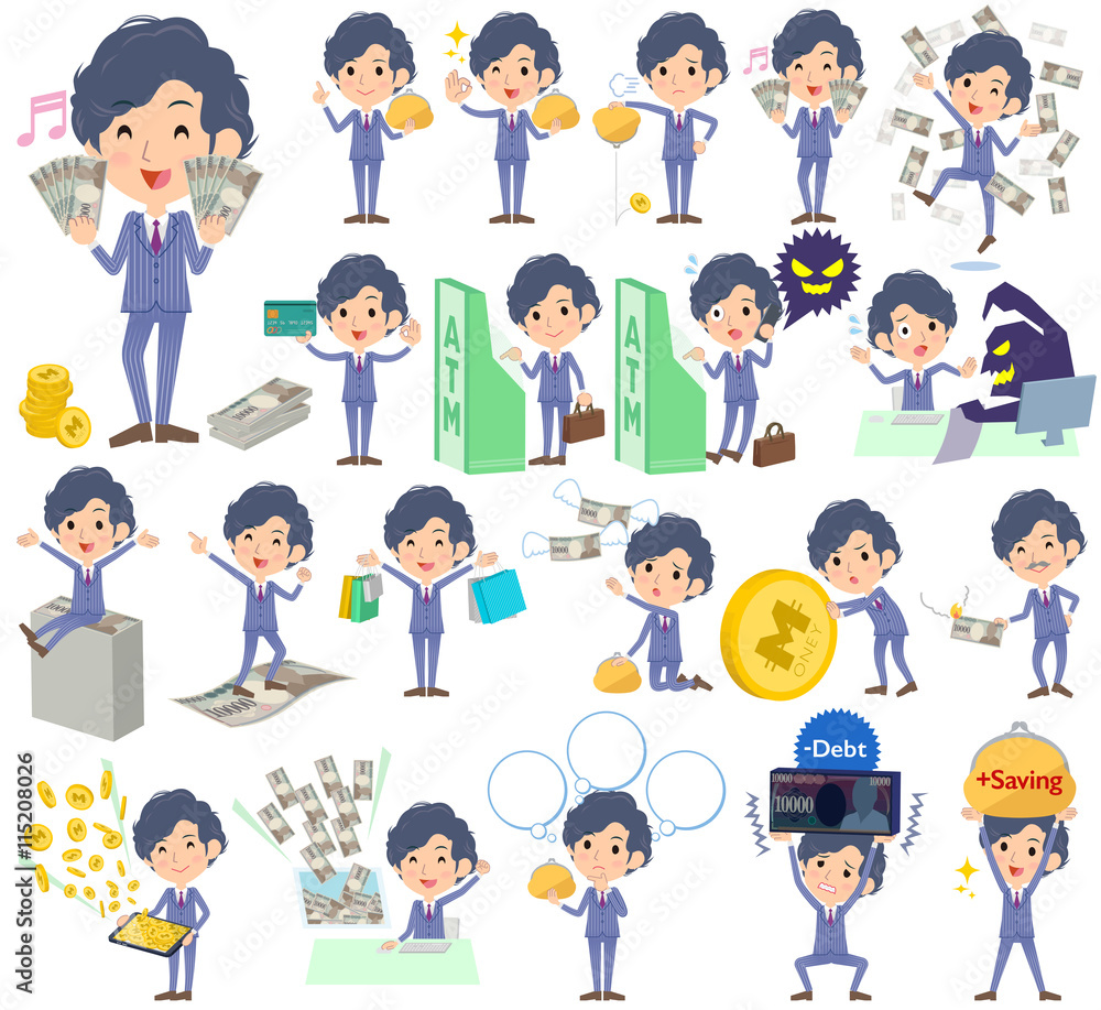 Stripe suit perm hair men money Stripe suit perm hair men money