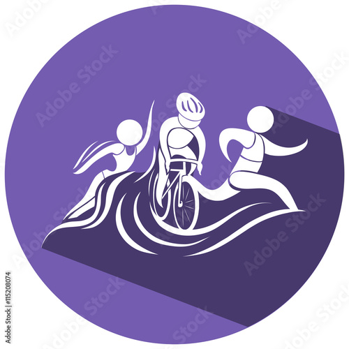Triathlon icon on round logo