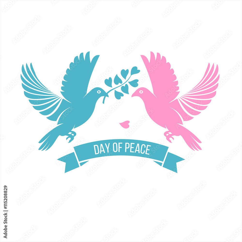 Obraz premium International day of peace. The dove of peace. Logo doves and an olive branch