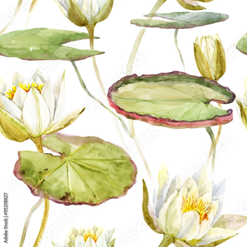 Watercolor lotus pattern