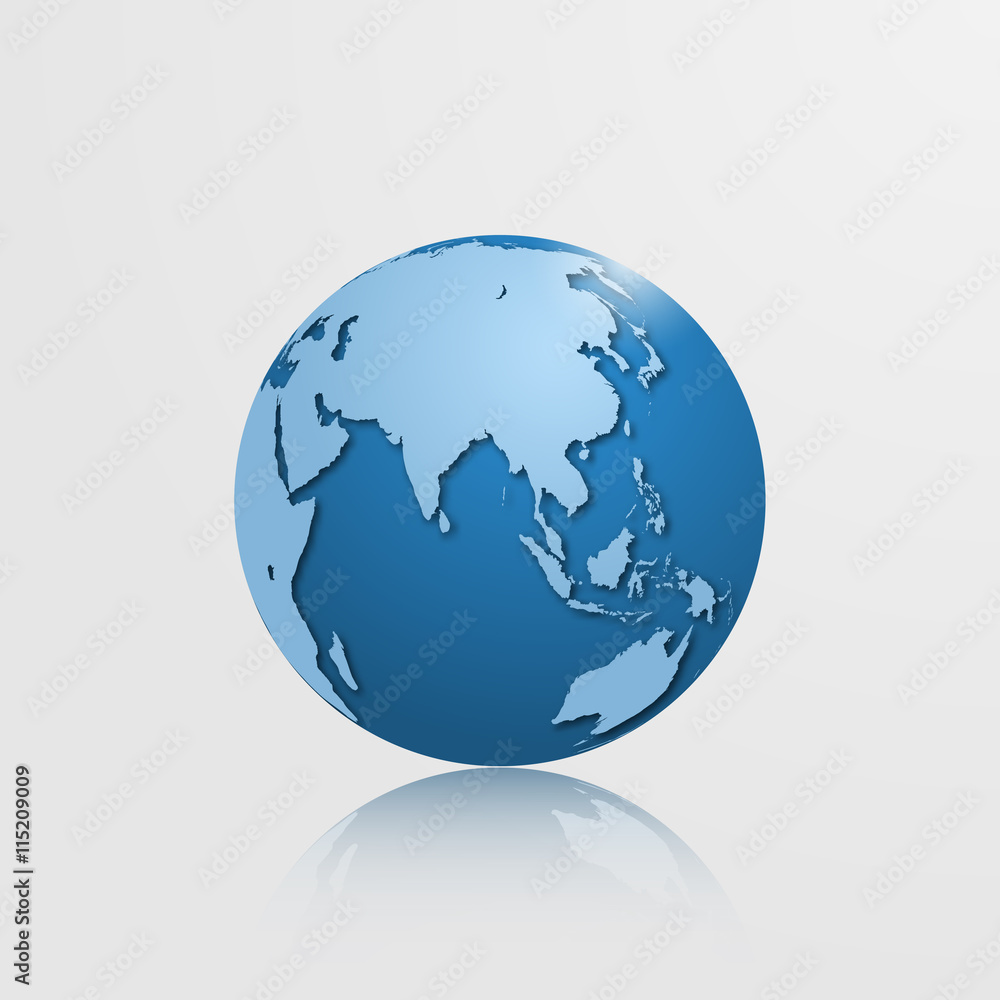 High detailed vector vector globe with Eurasia and Oceania. High detailed vector vector globe with Eurasia and Oceania.