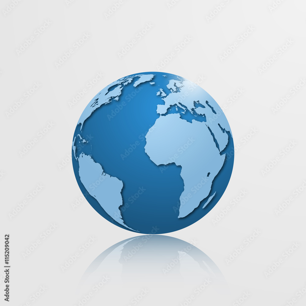 High detailed vector globe with Europe, Africa, North and South America High detailed vector globe with Europe, Africa, North and South America