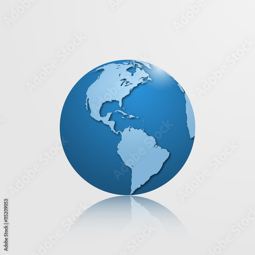 High detailed vector globe with North and South America. 