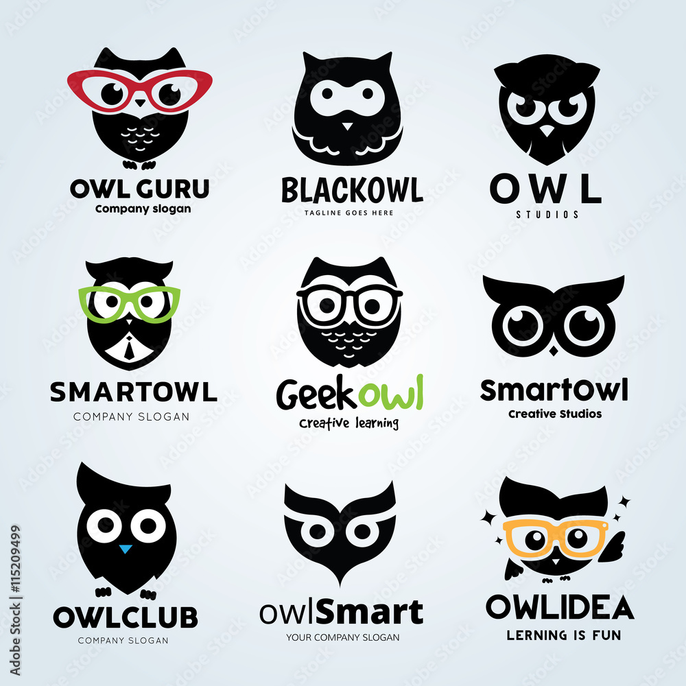 Fototapeta premium Owl logo set 