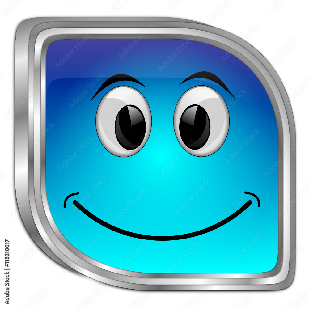 Button with smiling face - 3D illustration Button with smiling face - 3D illustration