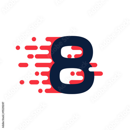 Number eight logo with fast speed lines.