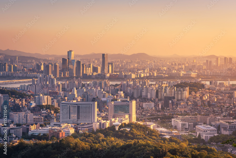 Korea,Sunset of Seoul City Skyline