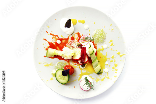 Molecular cuisine vegetable salad