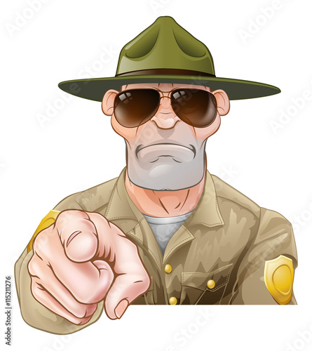 Pointing Cartoon Park Ranger