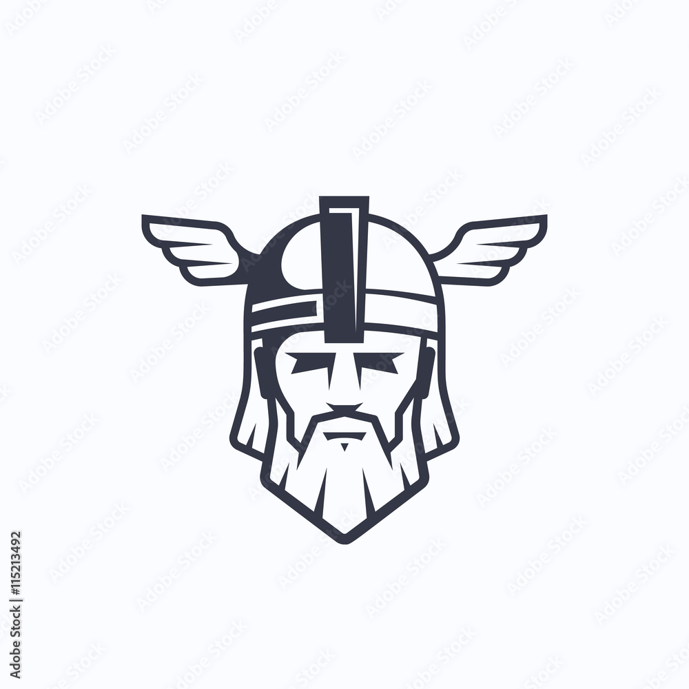 Odin Vector Sport Team or League Logo Template. Viking Face with Typography. Mighty Warrior Head in a Helmet Mascot. Odin Vector Sport Team or League Logo Template. Viking Face with Typography. Mighty Warrior Head in a Helmet Mascot.
