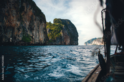 View from long tail boat to the mountain, Koh Phi Phi, Thailand