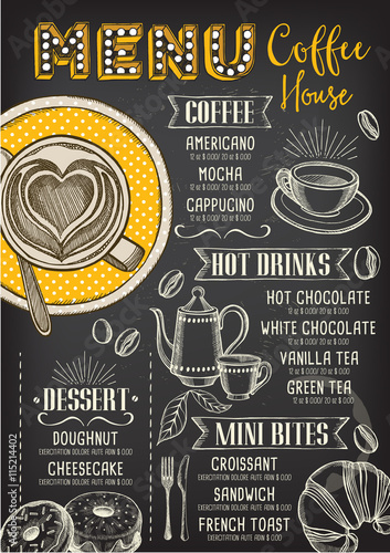 Coffee restaurant cafe menu, template design.