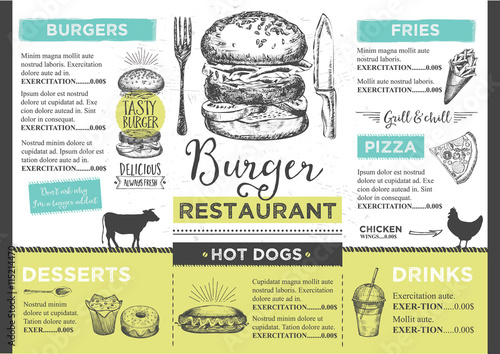 Restaurant cafe menu, template design.
