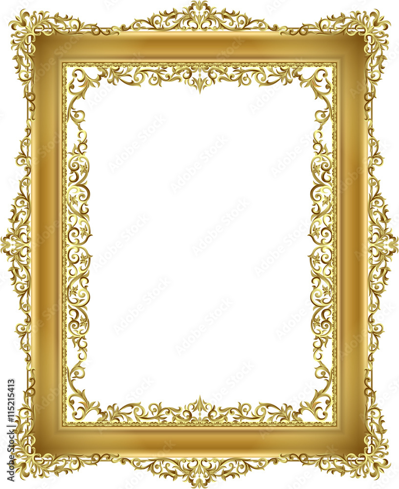 Vintage frame border line floral design gold color elegant design ...