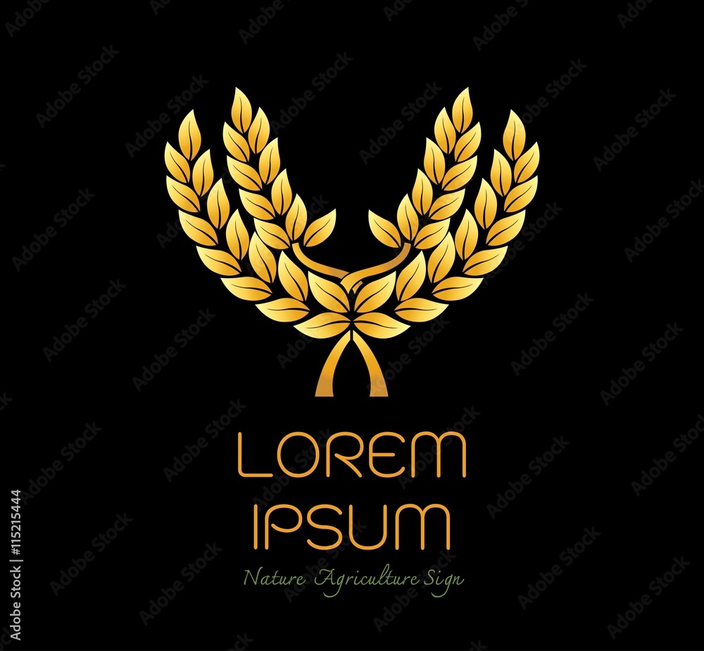 Leaf logo, Gold Leaf logo sign.nature golden color design leave with