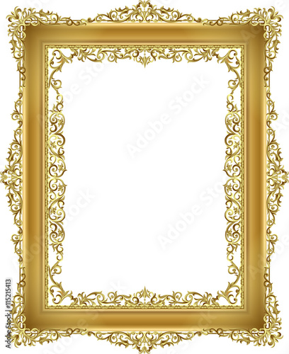 Vintage frame border line floral design gold color elegant design, frame floral design, line thai frame corner border
