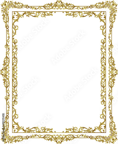 Vintage frame border line floral design gold color elegant design, frame floral design, line thai frame corner border