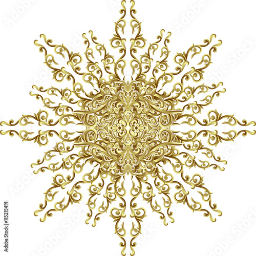 Vector Beautiful Deco gold Mandala, Patterned Design Element, Ethnic Amulet