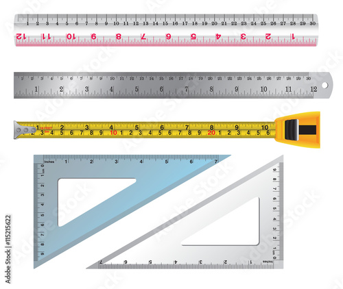 Set of ruler and tab vector, ruler concept style, ruler and tabs line color design 