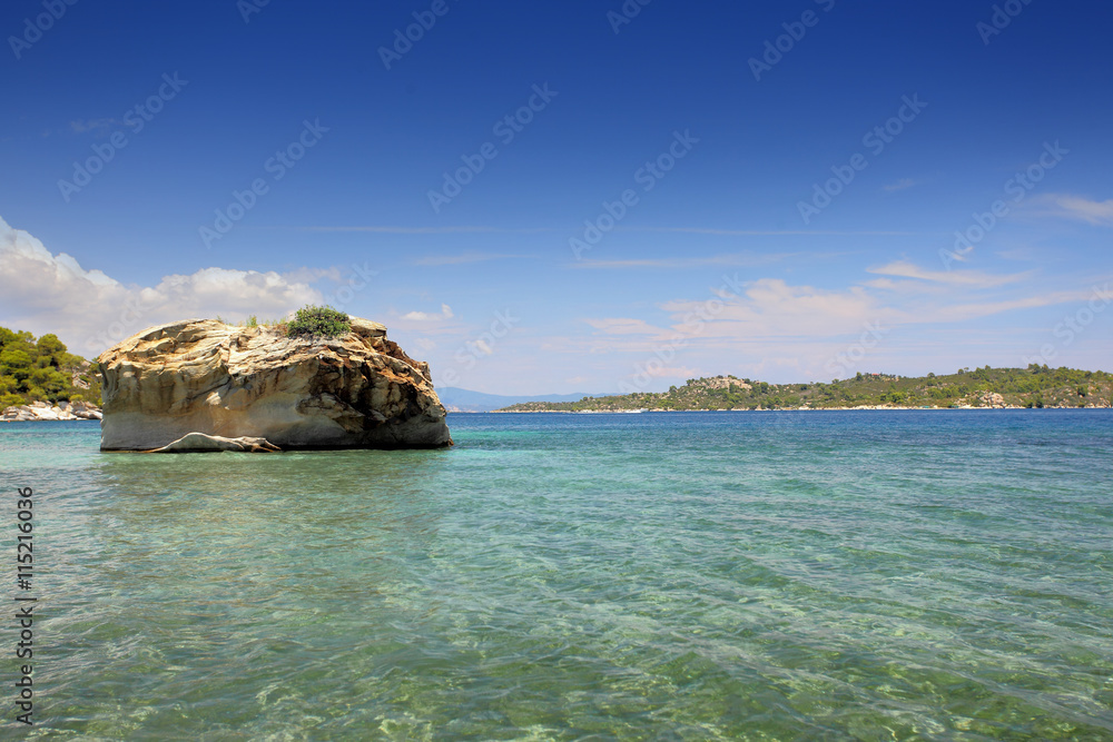 Vourvourou beach, Sithonia, Chalkidiki, Greece, Vrachos