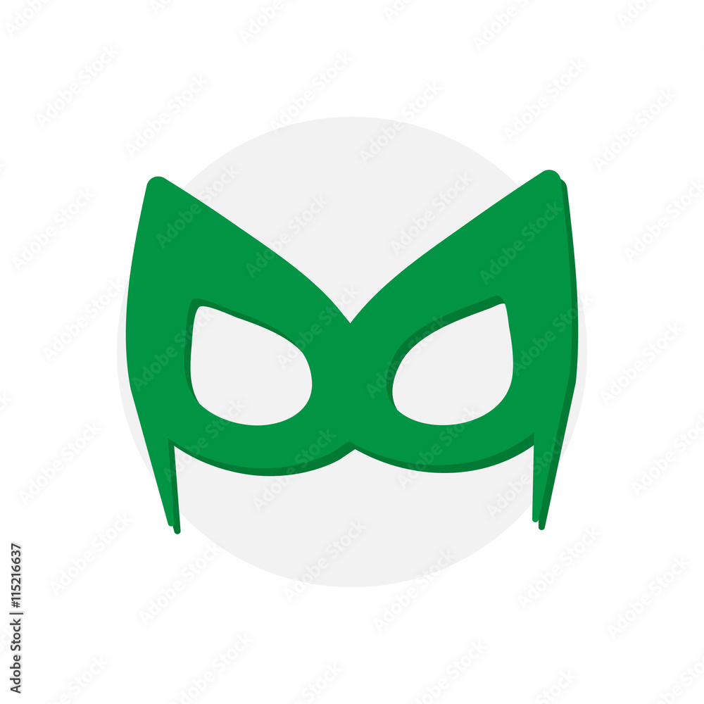 Naklejka premium Super hero green mask. Superhero for face character in flat style