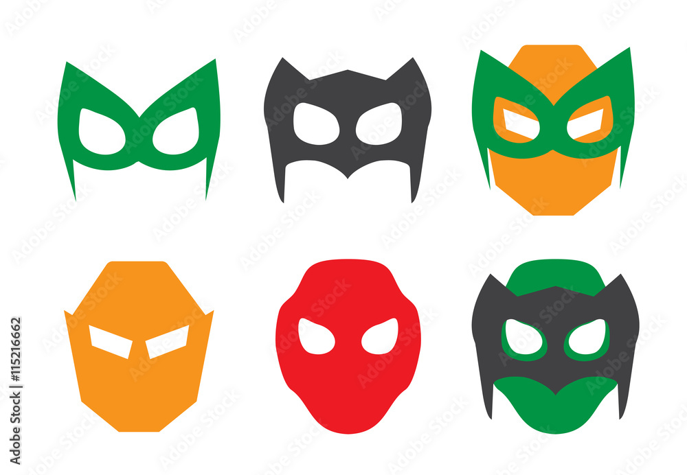 Super hero masks set. Superhero for face character in flat style Super hero masks set. Superhero for face character in flat style