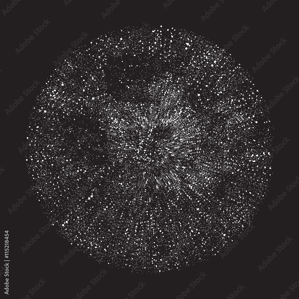 Fototapeta premium Koło półtonów, czarno-białe, eksplozja, ilustracja wektorowa Eps 10