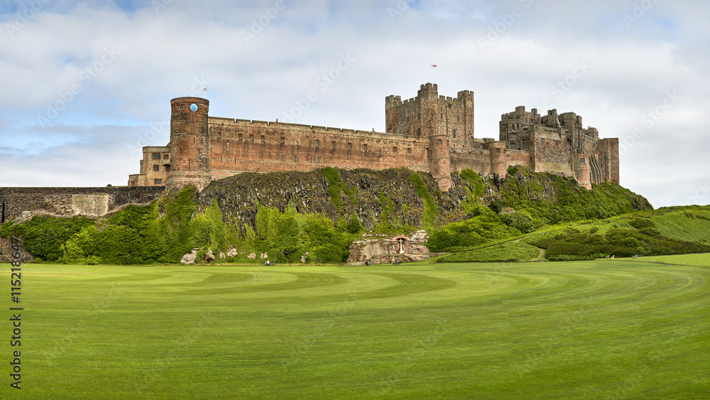 Bamburgh castle, Northumberland taken from the North looking South - panorama