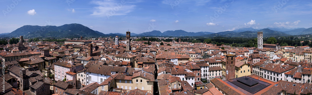 Aerial View of the Tuscan City of Lucca, Italy
