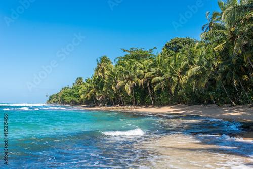 Paradise wild beach of Manzanillo Park in Costa Rica